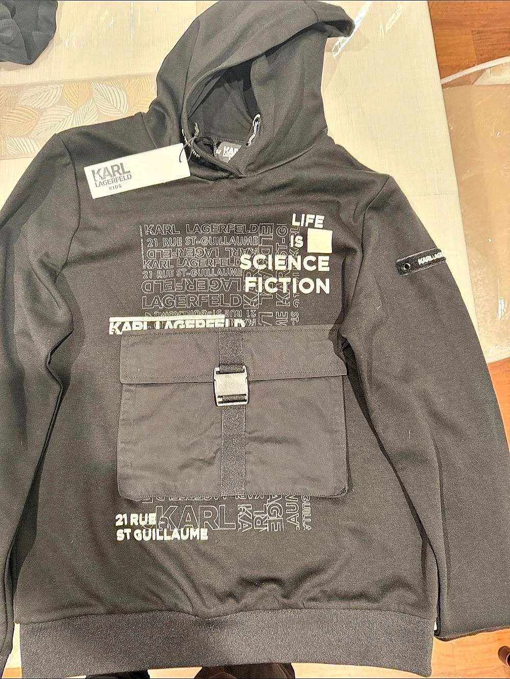 Karl Lagerfeld Kids Black Graphic Hoodie NWT